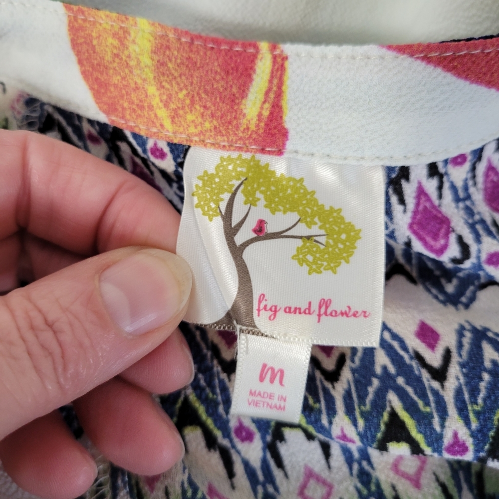 Womens Fig and Flower Long Sleeveless Button front Floral print top Size Medium - Picture 6 of 9